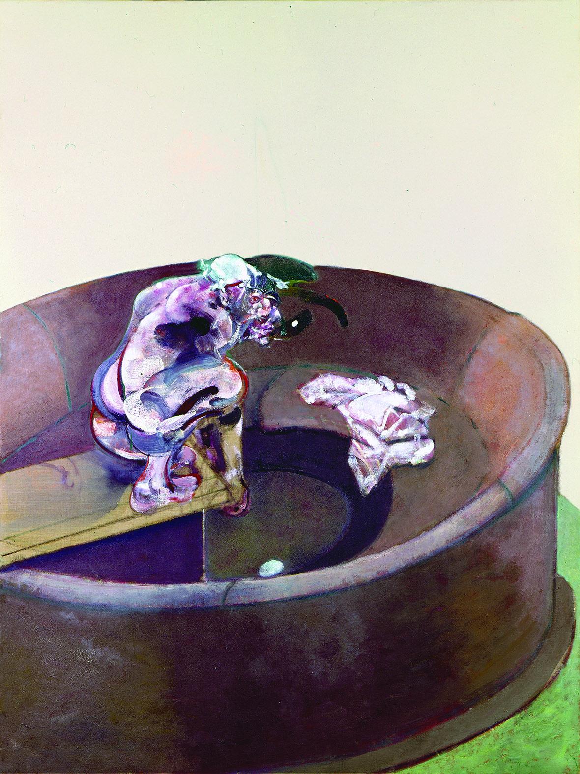 'Portrait of Crouching George Dyer' (1966) by Francis Bacon (oil on canvas, 198 x 147 cm).  Private collection.  Photo: Prudence Cuming Associates Ltd.