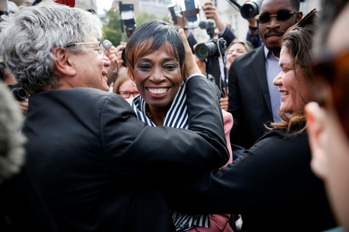 Rachel Keke of the leftist party La France Insoumise arrives at the National Assembly