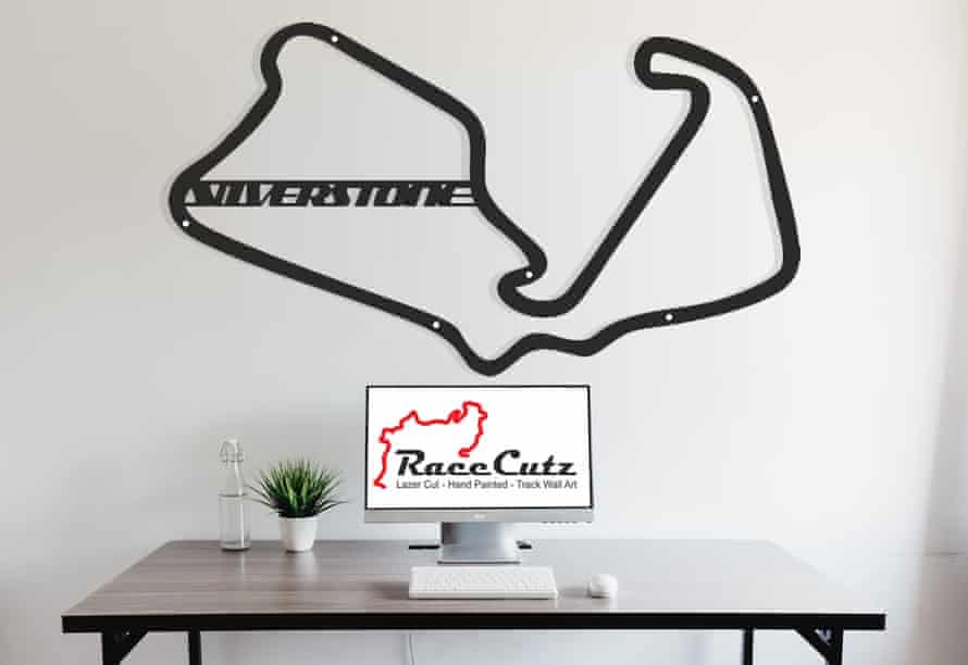 Hand Painted Race Track Wall Art Race Cutz Laser Cut - Silverstsone Circuit.
