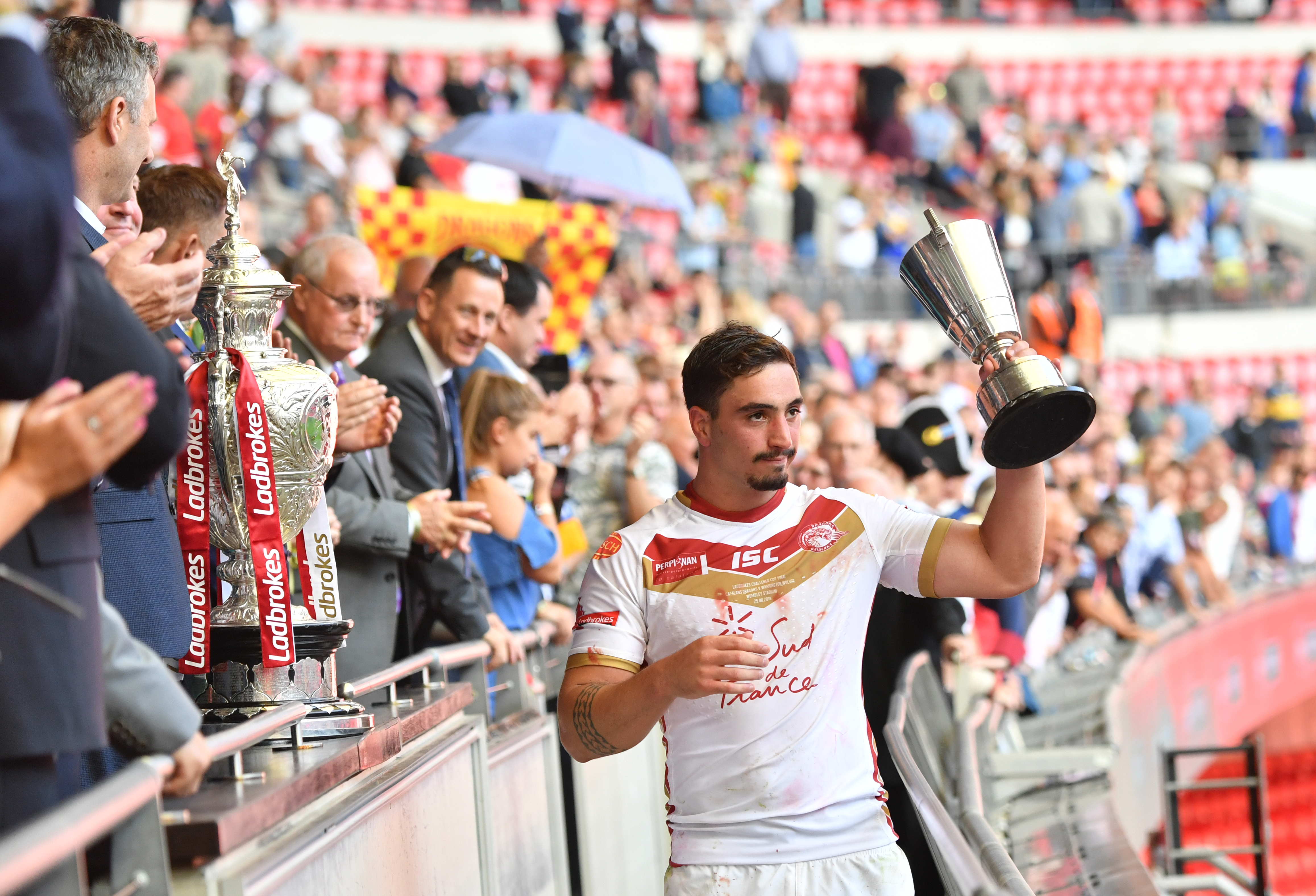     Gigot lifted the Lance Todd trophy in the Catalans' 2018 Challenge Cup final win