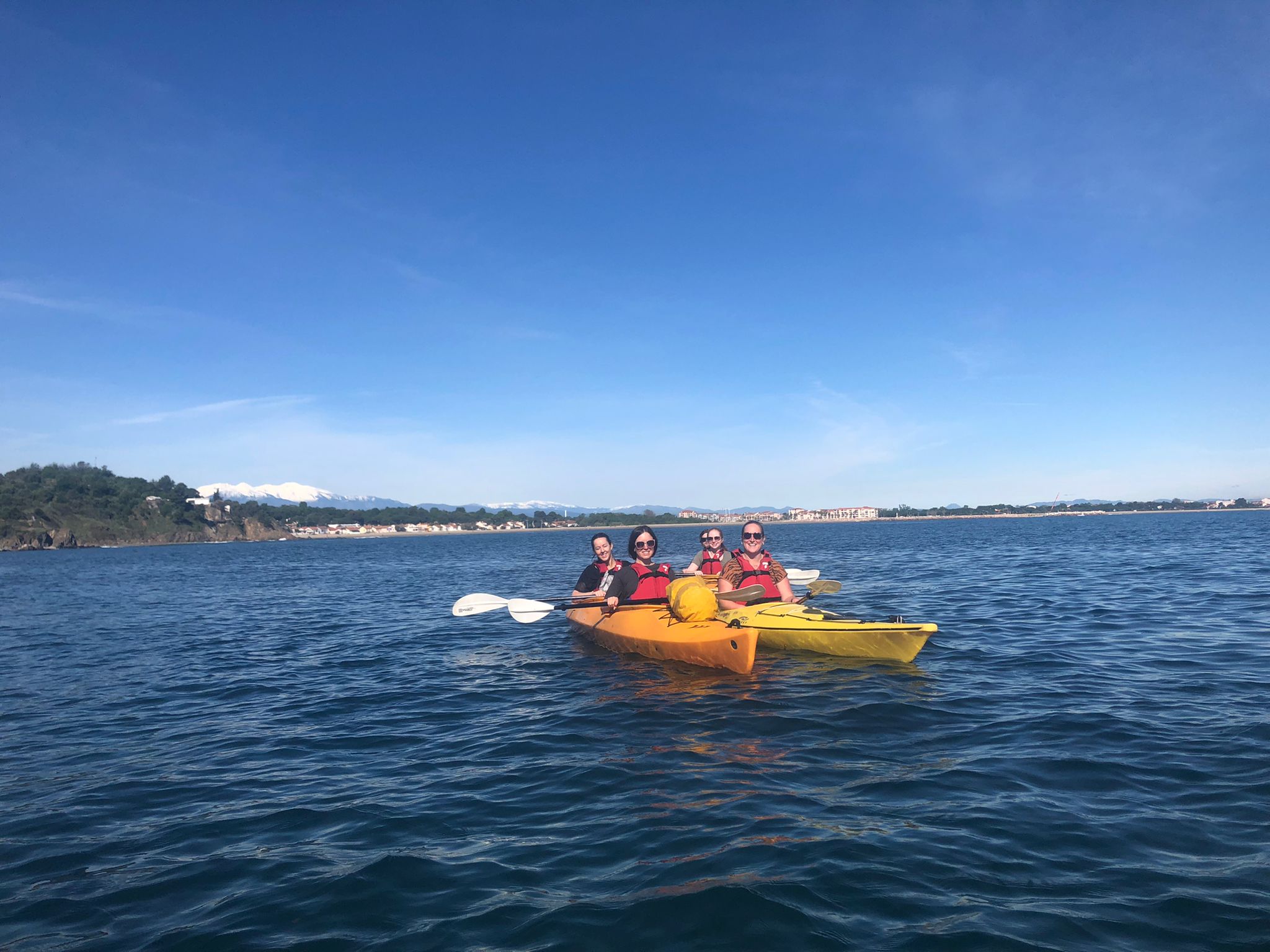 Two to a kayak, we swung along the coast admiring the vast mountains and the abundance of marine life.  In summer, you may even spot dolphins